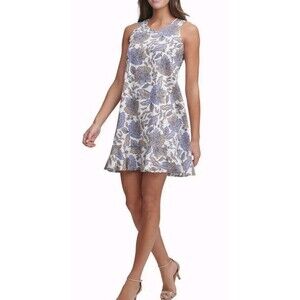 Tommy Hilfiger Sleeveles Provincial Paisley Flounce Hem Dress Linen Blend Size 2